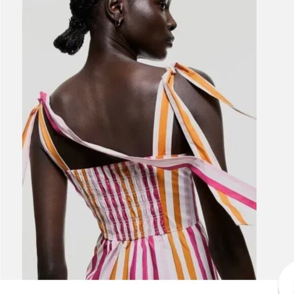 NEW H&M striped midi dress with tie straps - Picture 8 of 9